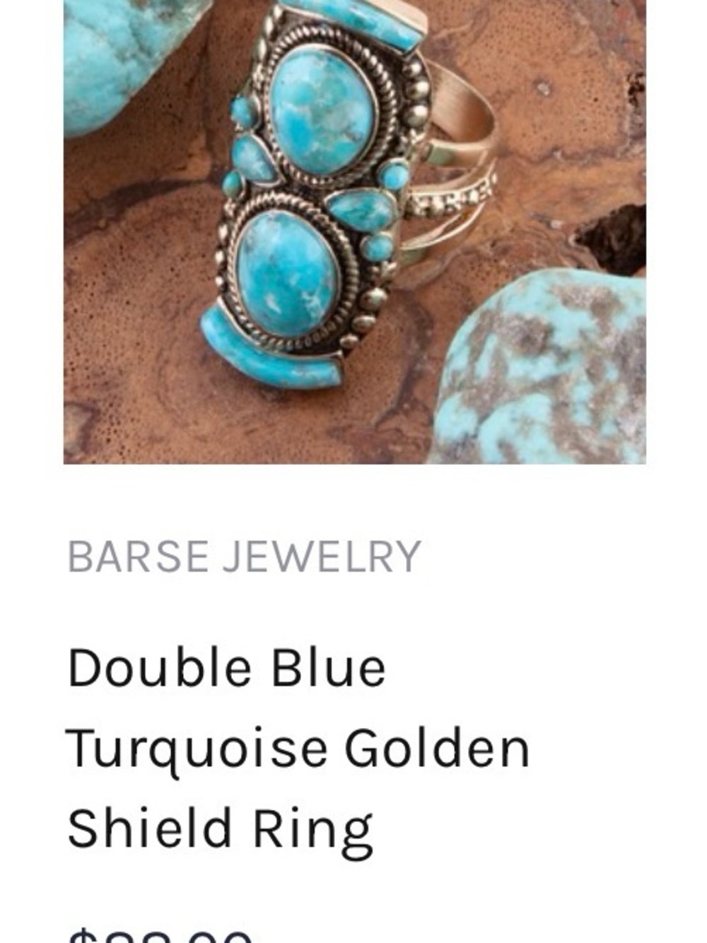 New Barse Bronze & Turquoise Blue Double Oval Statement Ring -Size 8 - Picture 7 of 7
